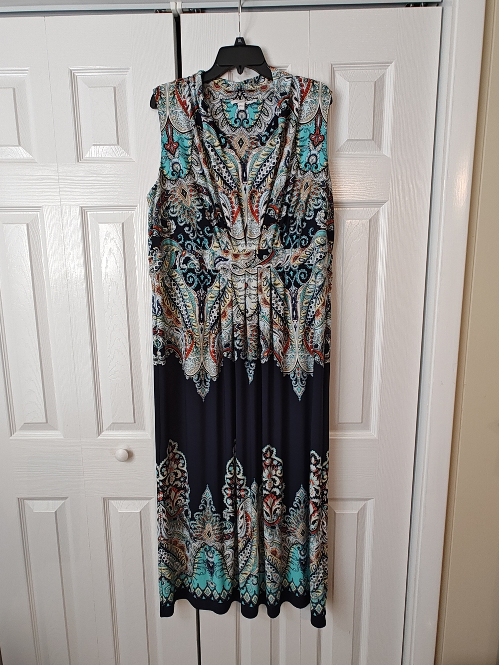 Chico's Boho Paisley Medallion Placement Print Sleeveless Maxi Dress Sz 16